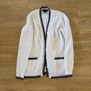 VintageRalph Lauren White Cable Knit Crewneck Sweater